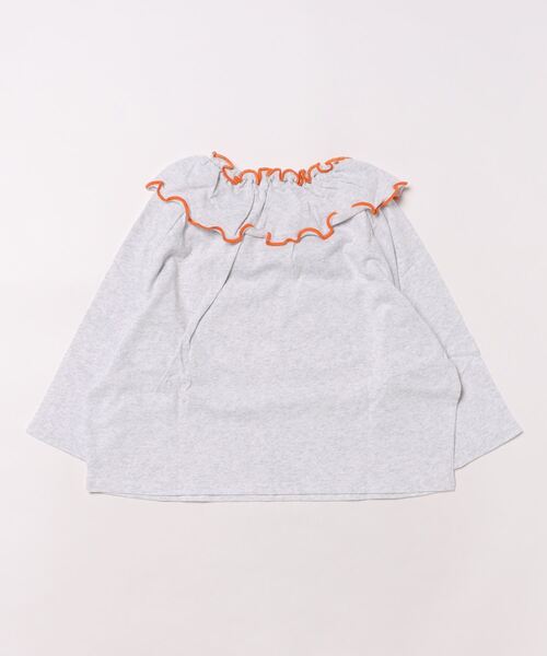 BIG FIELD（ビッグフィールド）の「襟フリルラグランロンティー（Tシャツ/カットソー・キッズ・ピンク/ライトグリーン/チャコール/オフホワイト・80/90/95/100/110/120/130/140/150）」の12枚目の写真