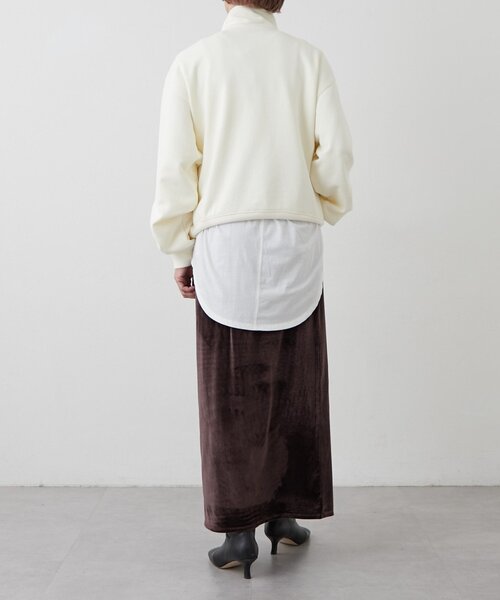 earthy（アーシー）の「ベロアマキシスカート（スカート・レディース・ネイビー/ブラウン/ライトベージュ・MEDIUM/SMALL）」の6枚目の写真