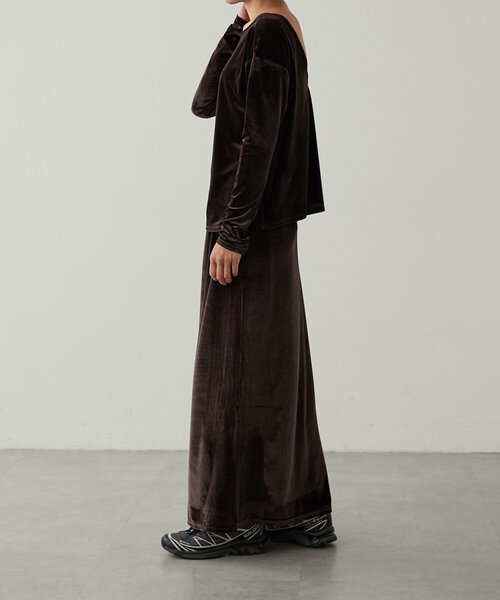 earthy（アーシー）の「ベロアマキシスカート（スカート・レディース・ネイビー/ブラウン/ライトベージュ・MEDIUM/SMALL）」の8枚目の写真