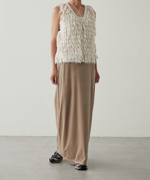 earthy（アーシー）の「ベロアマキシスカート（スカート・レディース・ネイビー/ブラウン/ライトベージュ・MEDIUM/SMALL）」の15枚目の写真