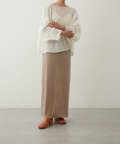 earthy（アーシー）の「ベロアマキシスカート（スカート・レディース・ネイビー/ブラウン/ライトベージュ・MEDIUM/SMALL）」の19枚目の写真