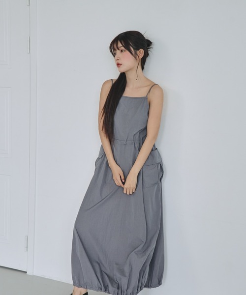 nemne store（ネンネストア）の「《unnome》ドローコードキャミワンピース（ワンピース・レディース・グレー/ブラック・フリー）」の5枚目の写真