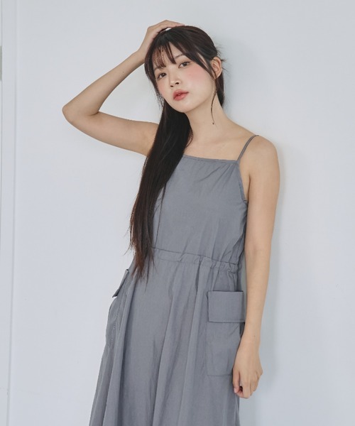 nemne store（ネンネストア）の「《unnome》ドローコードキャミワンピース（ワンピース・レディース・グレー/ブラック・フリー）」の6枚目の写真