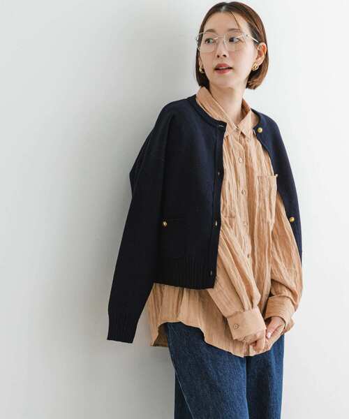 F by ROSSO（エフバイロッソ）の「F by ROSSO　ワッシャーサテンオーバーシャツ（シャツ/ブラウス・レディース・ブラウン/ベージュ系その他/ネイビー・FREE）」の20枚目の写真