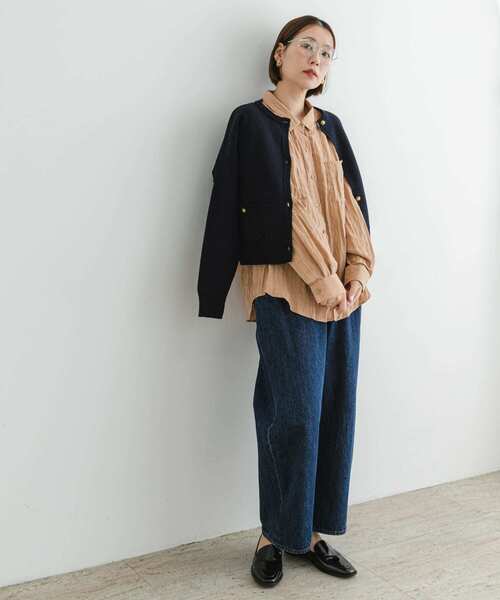 F by ROSSO（エフバイロッソ）の「F by ROSSO　ワッシャーサテンオーバーシャツ（シャツ/ブラウス・レディース・ブラウン/ベージュ系その他/ネイビー・FREE）」の19枚目の写真