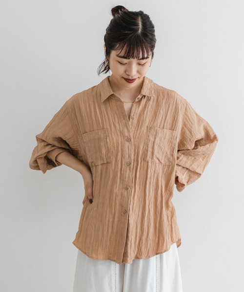 F by ROSSO（エフバイロッソ）の「F by ROSSO　ワッシャーサテンオーバーシャツ（シャツ/ブラウス・レディース・ブラウン/ベージュ系その他/ネイビー・FREE）」の16枚目の写真