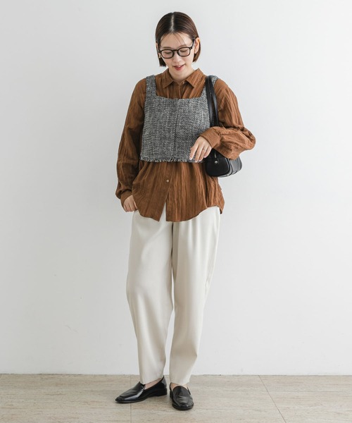 F by ROSSO（エフバイロッソ）の「F by ROSSO　ワッシャーサテンオーバーシャツ（シャツ/ブラウス・レディース・ブラウン/ベージュ系その他/ネイビー・FREE）」の12枚目の写真