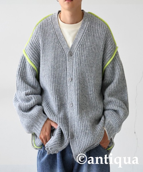 antiqua(アンティカ)の「配色ニットカーディガン(ニット/セーター・レディース・グレー/ブラック・ONESIZE)」の14枚目の写真