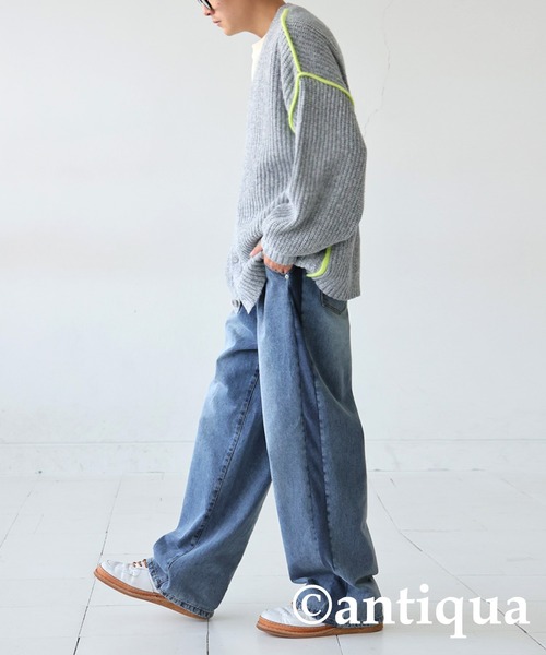 antiqua(アンティカ)の「配色ニットカーディガン(ニット/セーター・レディース・グレー/ブラック・ONESIZE)」の18枚目の写真