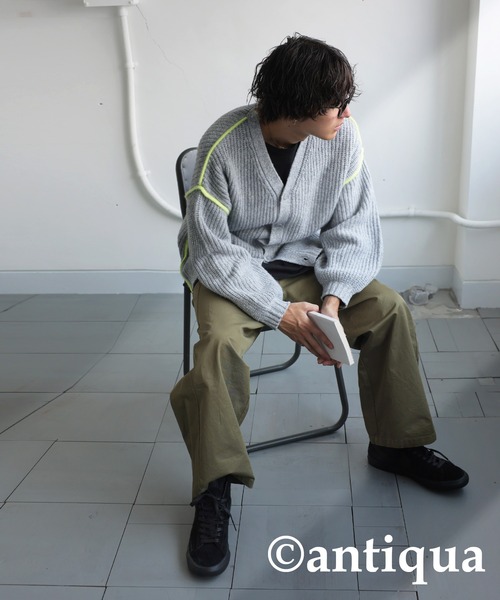 antiqua(アンティカ)の「配色ニットカーディガン(ニット/セーター・レディース・グレー/ブラック・ONESIZE)」の13枚目の写真
