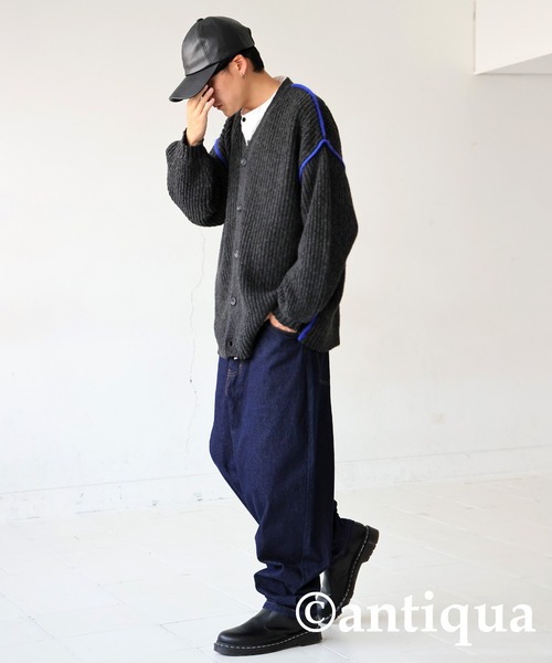 antiqua(アンティカ)の「配色ニットカーディガン(ニット/セーター・レディース・グレー/ブラック・ONESIZE)」の6枚目の写真