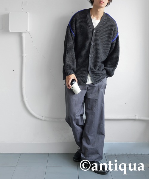 antiqua(アンティカ)の「配色ニットカーディガン(ニット/セーター・レディース・グレー/ブラック・ONESIZE)」の9枚目の写真