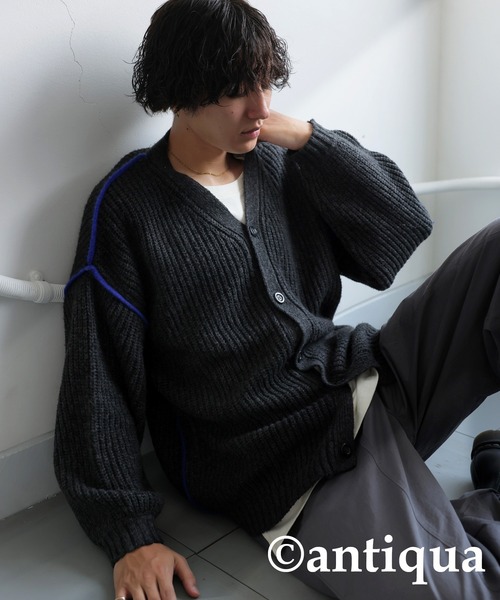 antiqua(アンティカ)の「配色ニットカーディガン(ニット/セーター・レディース・グレー/ブラック・ONESIZE)」の10枚目の写真