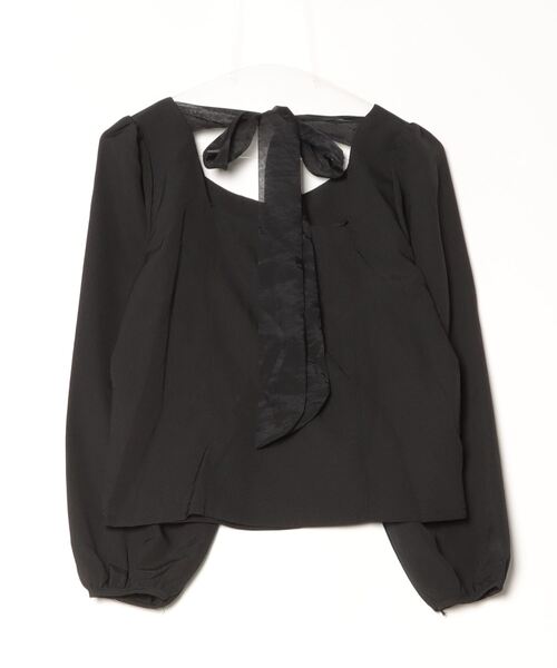 【ルネ】お袖おリボン♡パフスリーブ♡ブラウス セール】バックシアーリボンパフスリーブブラウス（シャツ