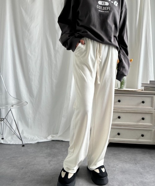 aimoha（アイモハ）の「【Aimoha】ストレートドローストリングカジュアルパンツ（スウェットパンツ・レディース・ブラック/ベージュ/オフホワイト/ライトベージュ・MEDIUM/LARGE）」の8枚目の写真