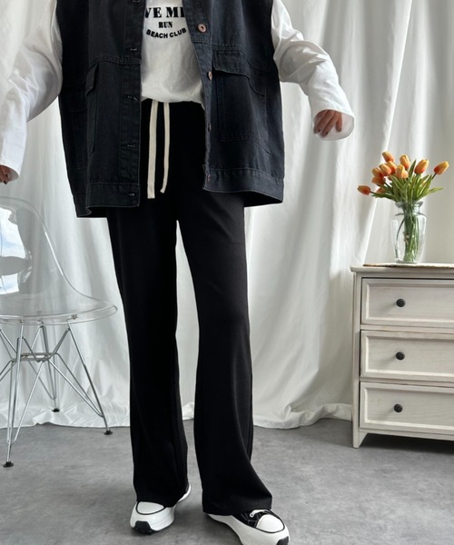 aimoha（アイモハ）の「【Aimoha】ストレートドローストリングカジュアルパンツ（スウェットパンツ・レディース・ブラック/ベージュ/オフホワイト/ライトベージュ・MEDIUM/LARGE）」の12枚目の写真