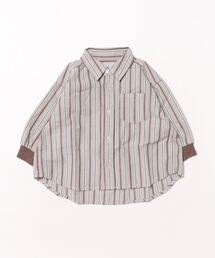 袖リブストライプBIGシャツ