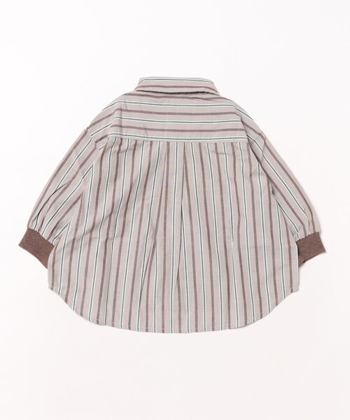 Ocean&Ground（オーシャン&グラウンド）の「袖リブストライプBIGシャツ（シャツ/ブラウス・キッズ・ブラウン/サンドベージュ・90/100/110/120/130/140）」の3枚目の写真