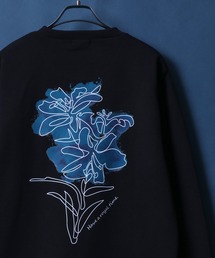Fleece Lining Back Print Floral Pattern Oversized SweatShirt/裏起毛 バックプリント フラワー プリント オーバーサイズ スウェット トップス トレーナー メンズ