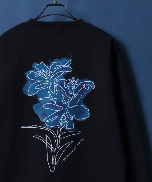 ANPAS（アンパス）の「Fleece Lining Back Print Floral Pattern Oversized SweatShirt/裏起毛 バックプリント フラワー プリント オーバーサイズ スウェット トップス トレーナー メンズ（スウェット・メンズ・ブラック系その他3/ホワイト系その他3/ホワイト系その他/ホワイト系その他2/ブラック系その他/ブラック系その他2・L/M）」の4枚目の写真