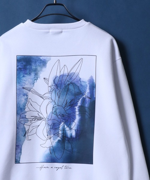 ANPAS（アンパス）の「Fleece Lining Back Print Floral Pattern Oversized SweatShirt/裏起毛 バックプリント フラワー プリント オーバーサイズ スウェット トップス トレーナー メンズ（スウェット・メンズ・ブラック系その他3/ホワイト系その他3/ホワイト系その他/ホワイト系その他2/ブラック系その他/ブラック系その他2・L/M）」の2枚目の写真