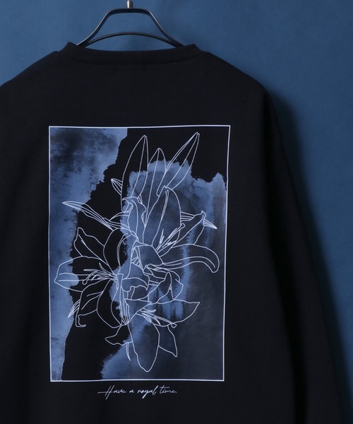 ANPAS（アンパス）の「Fleece Lining Back Print Floral Pattern Oversized SweatShirt/裏起毛 バックプリント フラワー プリント オーバーサイズ スウェット トップス トレーナー メンズ（スウェット・メンズ・ブラック系その他3/ホワイト系その他3/ホワイト系その他/ホワイト系その他2/ブラック系その他/ブラック系その他2・L/M）」の5枚目の写真