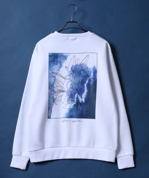 ANPAS（アンパス）の「Fleece Lining Back Print Floral Pattern Oversized SweatShirt/裏起毛 バックプリント フラワー プリント オーバーサイズ スウェット トップス トレーナー メンズ（スウェット・メンズ・ブラック系その他3/ホワイト系その他3/ホワイト系その他/ホワイト系その他2/ブラック系その他/ブラック系その他2・L/M）」の11枚目の写真