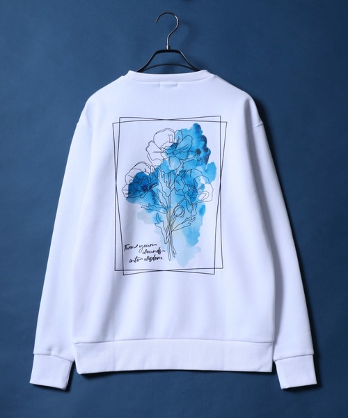 ANPAS（アンパス）の「Fleece Lining Back Print Floral Pattern Oversized SweatShirt/裏起毛 バックプリント フラワー プリント オーバーサイズ スウェット トップス トレーナー メンズ（スウェット・メンズ・ブラック系その他3/ホワイト系その他3/ホワイト系その他/ホワイト系その他2/ブラック系その他/ブラック系その他2・L/M）」の14枚目の写真