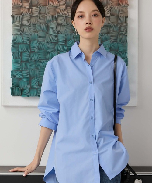 Edit Sheen（エディットシーン）の「ロングカフスデザインシャツ（シャツ/ブラウス・レディース・ブルー/オフホワイト・M）」の2枚目の写真