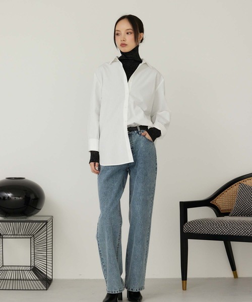 Edit Sheen（エディットシーン）の「ロングカフスデザインシャツ（シャツ/ブラウス・レディース・ブルー/オフホワイト・M）」の5枚目の写真