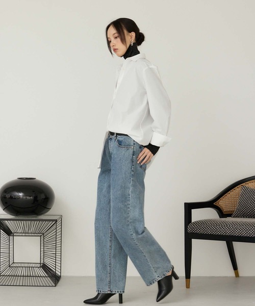 Edit Sheen（エディットシーン）の「ロングカフスデザインシャツ（シャツ/ブラウス・レディース・ブルー/オフホワイト・M）」の6枚目の写真