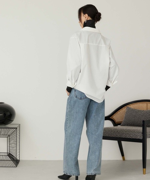 Edit Sheen（エディットシーン）の「ロングカフスデザインシャツ（シャツ/ブラウス・レディース・ブルー/オフホワイト・M）」の7枚目の写真