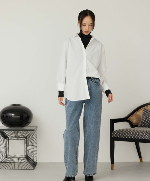 Edit Sheen（エディットシーン）の「ロングカフスデザインシャツ（シャツ/ブラウス・レディース・ブルー/オフホワイト・M）」の8枚目の写真