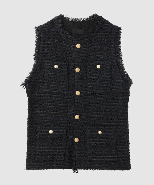 ROPE'(ロペ)の「【COOHEM】BASIC TWEED VEST (コーヘン/ベーシックツイードベスト)(ベスト・レディース・キナリ/ネイビー・FREE)」の2枚目の写真