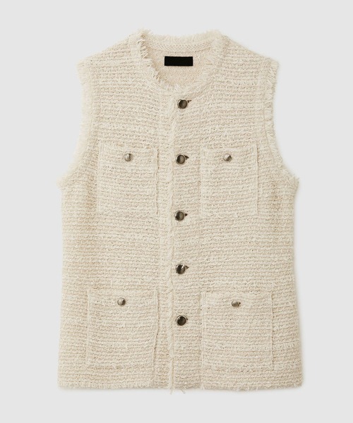 ROPE'(ロペ)の「【COOHEM】BASIC TWEED VEST (コーヘン/ベーシックツイードベスト)(ベスト・レディース・キナリ/ネイビー・FREE)」の1枚目の写真