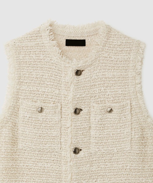 ROPE'(ロペ)の「【COOHEM】BASIC TWEED VEST (コーヘン/ベーシックツイードベスト)(ベスト・レディース・キナリ/ネイビー・FREE)」の4枚目の写真