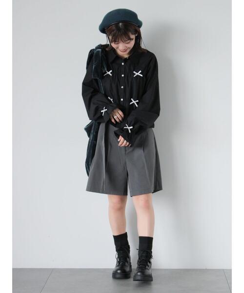 ehka sopo（エヘカソポ）の「センタープレスショートパンツ(セットアップ可)（その他パンツ・レディース・グレー/チャコールグレー/ベージュ・F）」の10枚目の写真