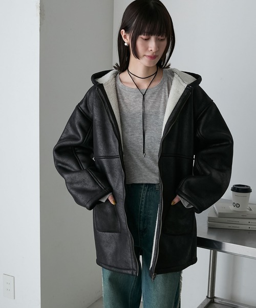 ★値下げ★メルシーボークー　オーバーサイズ　リバーシブル　ジャケット　フリース ☆値下げ☆メルシーボークー オーバーサイズ リバーシブル