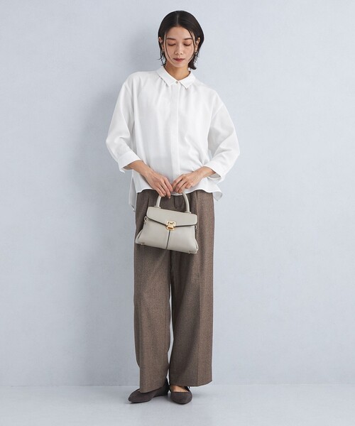 green label relaxing（グリーンレーベルリラクシング）の「襟付き ワイド 7分袖 シャツ（シャツ/ブラウス・レディース・ホワイト/ベージュ/ネイビー・FREE）」の6枚目の写真