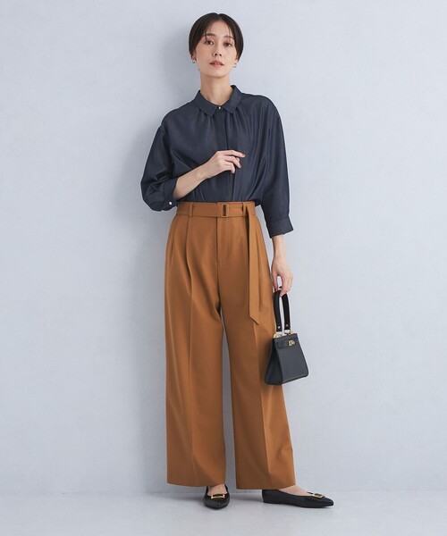 green label relaxing（グリーンレーベルリラクシング）の「襟付き ワイド 7分袖 シャツ（シャツ/ブラウス・レディース・ホワイト/ベージュ/ネイビー・FREE）」の9枚目の写真