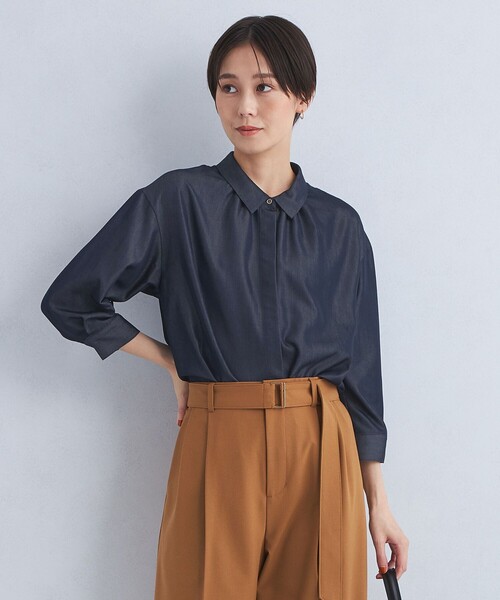 green label relaxing（グリーンレーベルリラクシング）の「襟付き ワイド 7分袖 シャツ（シャツ/ブラウス・レディース・ホワイト/ベージュ/ネイビー・FREE）」の10枚目の写真