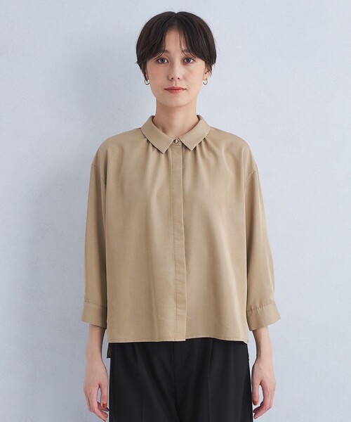 green label relaxing（グリーンレーベルリラクシング）の「襟付き ワイド 7分袖 シャツ（シャツ/ブラウス・レディース・ホワイト/ベージュ/ネイビー・FREE）」の11枚目の写真