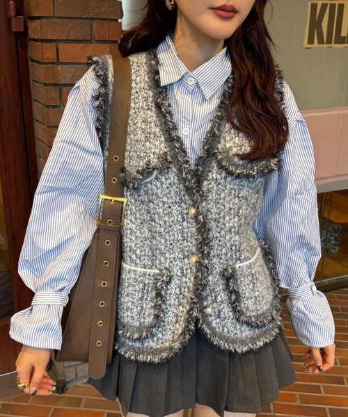 efill（エフィル）の「ツイード ベスト（ベスト・レディース・グレー・FREE）」の11枚目の写真