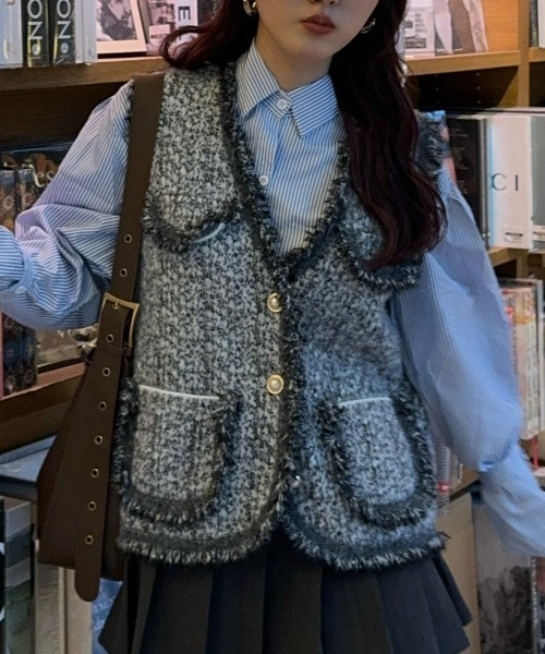 efill（エフィル）の「ツイード ベスト（ベスト・レディース・グレー・FREE）」の5枚目の写真
