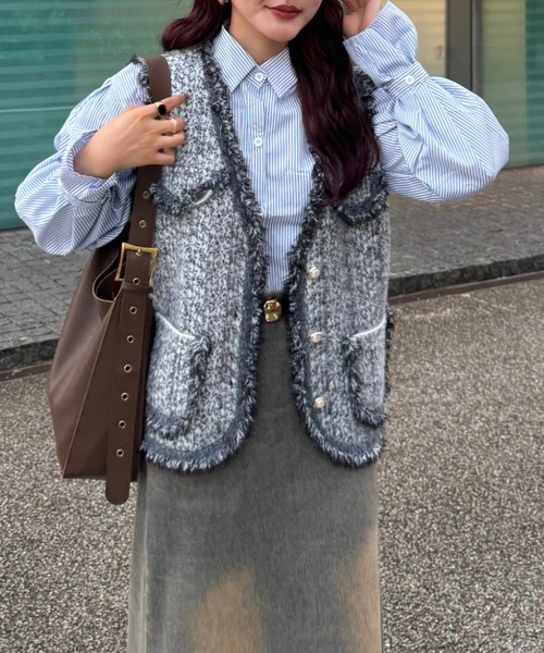 efill（エフィル）の「ツイード ベスト（ベスト・レディース・グレー・FREE）」の8枚目の写真