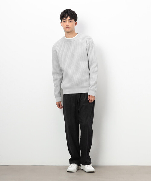 COMME CA COMMUNE(コムサコミューン)の「ウォッシャブル ワッフル クルーネック ニット(ニット/セーター・メンズ・ライトグレー/グリーン/イエロー/ミント/ブラック/ターコイズブルー・MEDIUM/LARGE)」の7枚目の写真