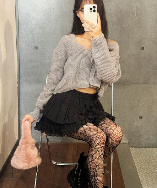 VIVID LADY(ビビッドレディー)の「ニットキャミソール&カーディガンセット(カーディガン/ボレロ・レディース・アイボリー/ブラック/スカイブルー/グレー・FREE)」の17枚目の写真