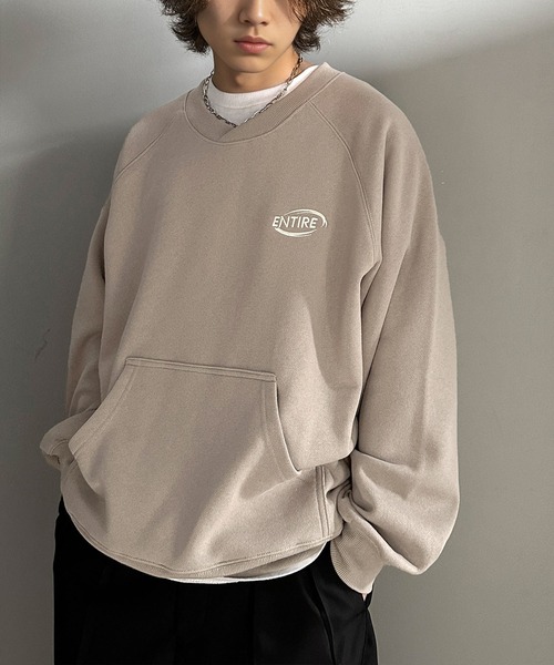 Java（ジャバ）の「《Javaジャバコラボ》洗練されたカジュアルスタイルに。裏起毛ワンポイント胸元刺繍ラグランスウェット（スウェット・メンズ・ネイビー/ブラック/グレイッシュベージュ/スモークピンク/オートミール/オフホワイト・MEDIUM/LARGE）」の5枚目の写真