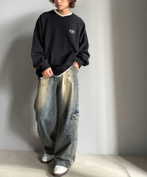 Java（ジャバ）の「《Javaジャバコラボ》洗練されたカジュアルスタイルに。裏起毛ワンポイント胸元刺繍ラグランスウェット（スウェット・メンズ・ネイビー/ブラック/グレイッシュベージュ/スモークピンク/オートミール/オフホワイト・MEDIUM/LARGE）」の13枚目の写真