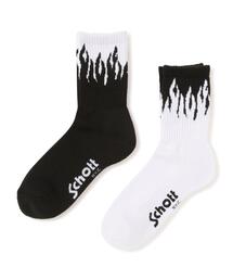 schott（ショット）の「直営限定 Schott ショット HIGT-SOCKS FLAME フレイム ハイソックス（ソックス/靴下）」